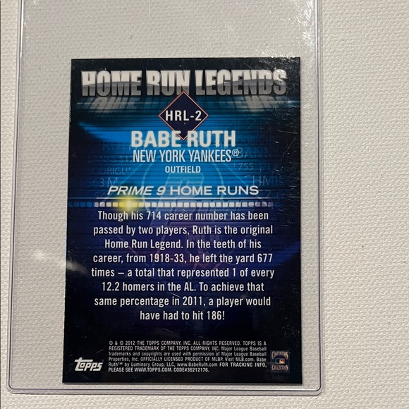 2012 Topps HR Legends; Ruth, Mantle, Reggie Jackson, Frank Robinson, Banks, Mays - Picture 13 of 13